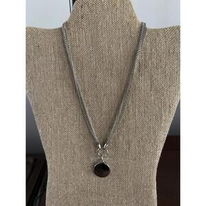 Sterling Silver Disc Circle Medallion Ball Bead Chain Necklace 1.3oz
